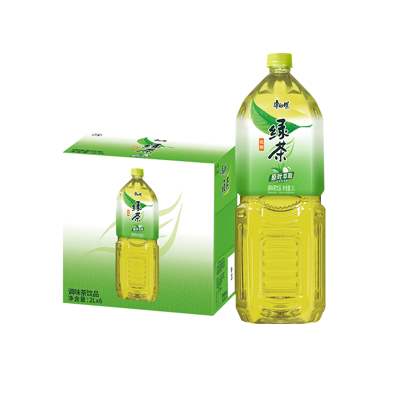 康师傅绿茶2L*6 蜂蜜茉莉味低糖瓶装茶饮料 聚餐 整箱