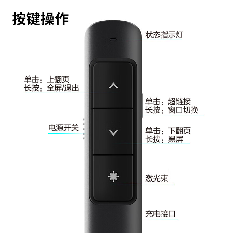 得力2808L激光翻页笔(黑)(支)