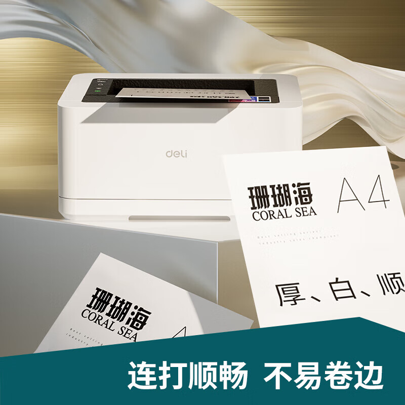 得力（deli）珊瑚海A4打印纸 70g500张*8包一箱 双面复印纸 企业采购优选 整箱4000张7360【销冠系列】