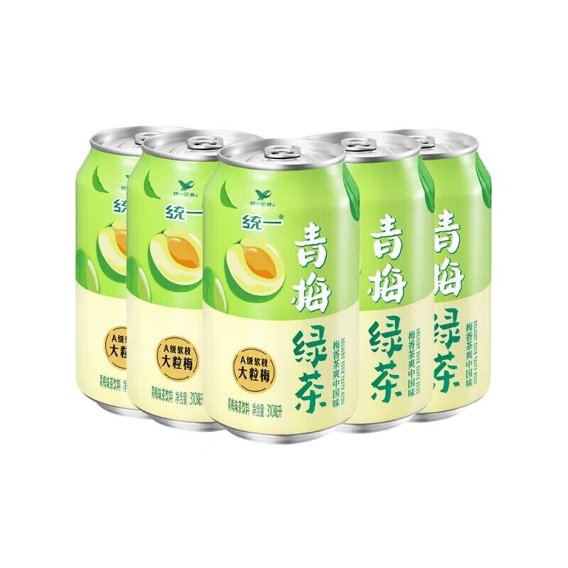 统一 清爽可口 美味解渴 出游标配 日常即饮 青梅绿茶 310ml*6罐