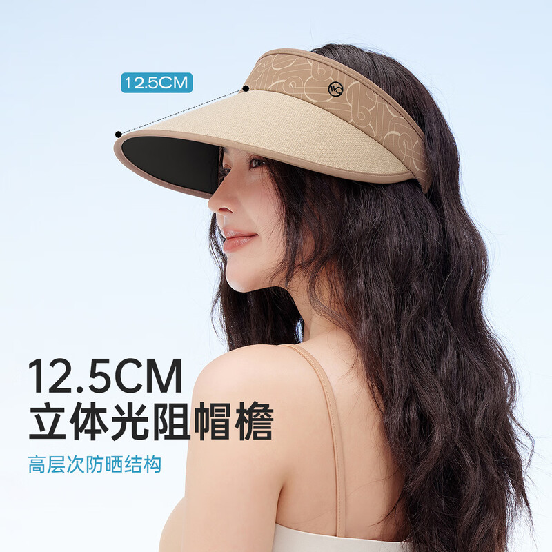 VVC防晒帽 女士防紫外线空顶帽透气太阳帽 藏青 带挂绳 S743