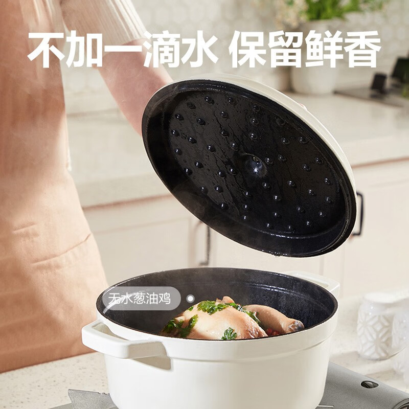 苏泊尔（SUPOR）珐琅铸铁锅22cm汤锅炖锅 2.5L大容量 茶白色 ET22MF01-C