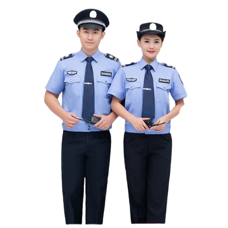 诺丁秀新式保安工作服夏装浅蓝短袖+裤子+标贴 橙色