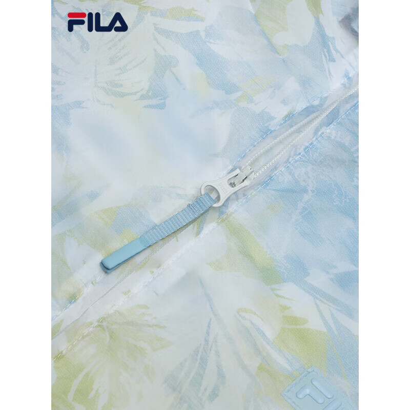 斐乐（FILA）官方女梭织外套2025夏新时尚休闲宽松满印连帽上衣天晴蓝XL