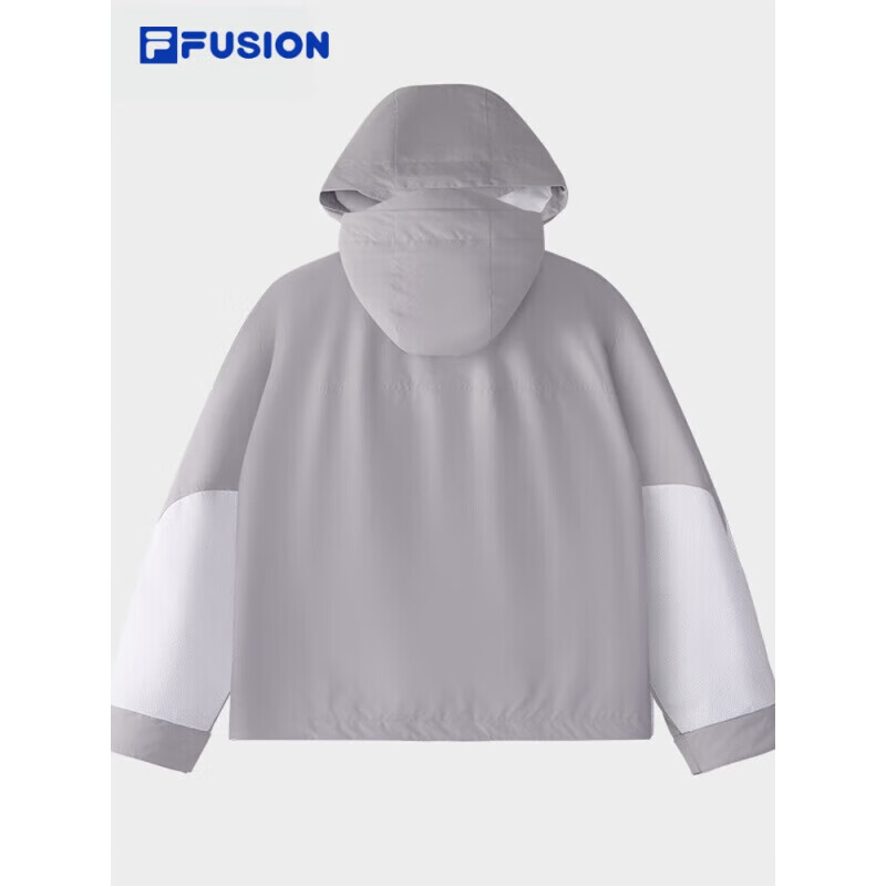 斐乐（FILA）FUSION斐乐潮牌梭织外套女2025春新休闲宽松拼色连帽箐懵紫XL