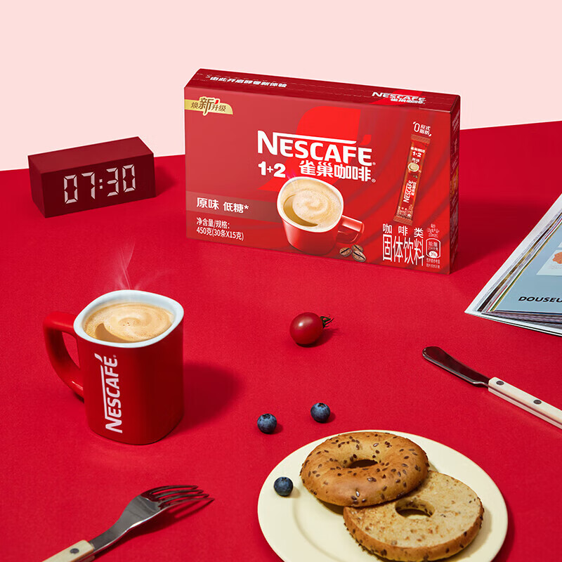 雀巢咖啡咖啡1+2 原味低糖 速溶三合一冲调饮品450g*4盒（30条*15g一盒）