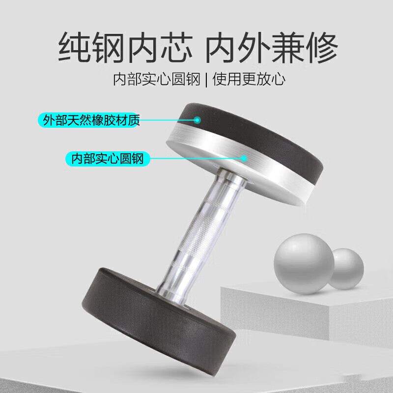 京邦 哑铃 商用包胶哑铃健身哑铃纯钢哑铃 5KG*2只