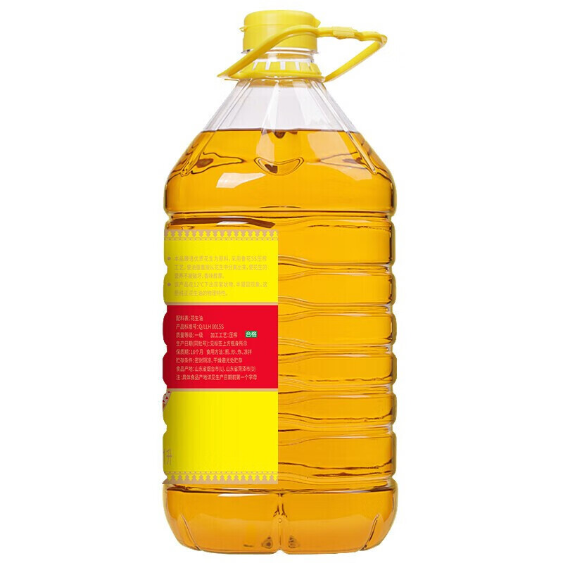 鲁花香味家族压榨一级花生油5L