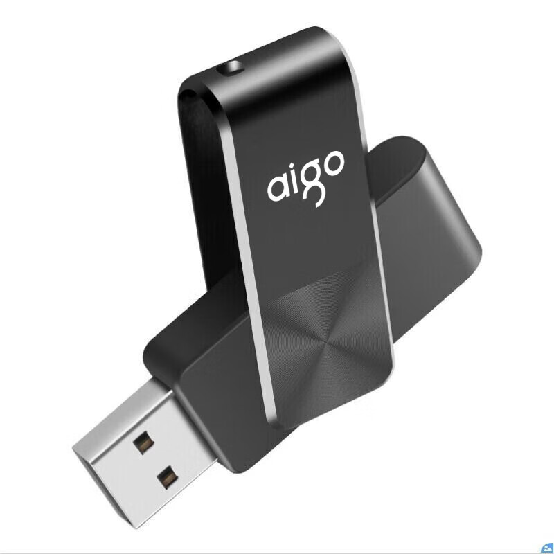 爱国者 U266 32G U盘迷你款 USB2.0 简约侧旋转金属商务U盘DLSK 黑色 HFXZ