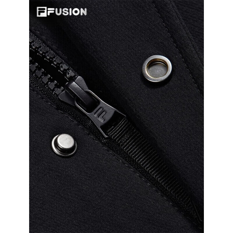 斐乐（FILA）FUSION斐乐潮牌梭织外套男2025春新时尚休闲宽松翻领正黑色S
