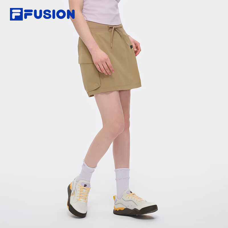 FILA FUSION斐乐官方潮牌多彩半身裙女子梭织休闲裙子2025运动百搭