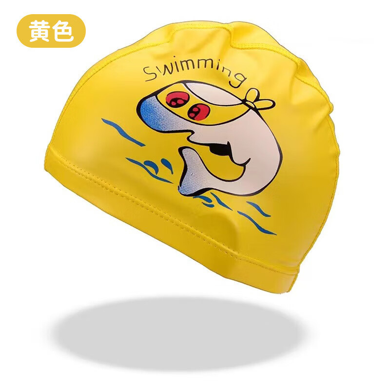 KND新品儿童泳帽防水不勒头PU涂层护发游泳帽宝蓝