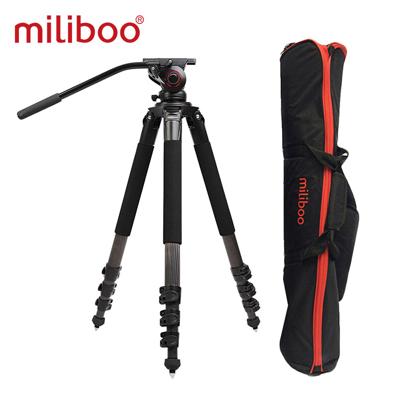 miliboo米泊铁塔5号MTT702B摄像机三脚架单反摄影碳纤维专业相机角架带动态液压云台