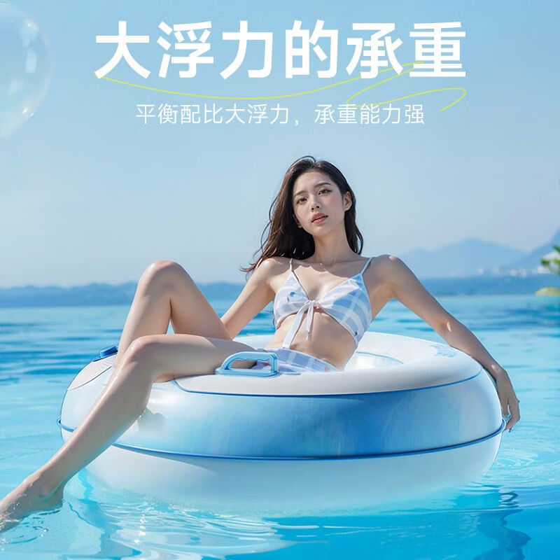 求巧儿童充气游泳圈双层pvc成人款加厚大人带把手运动户外救生圈