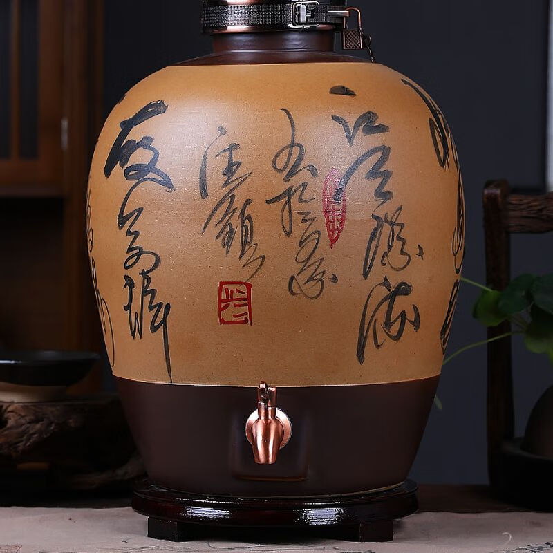微娜景德镇陶瓷泡酒坛子酿酒缸10斤20斤30斤仿古酒瓶家用存酒密封