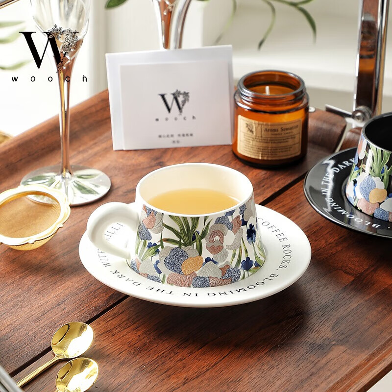 物取（WOOCH）午后时光-对杯 礼盒装 午后时光杯碟对杯-白+黑+白礼盒 W207