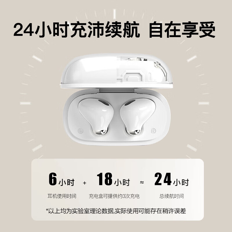 飞利浦真无线蓝牙5.3手机通话降噪运动跑步重低音音乐耳 TAT1168 白色