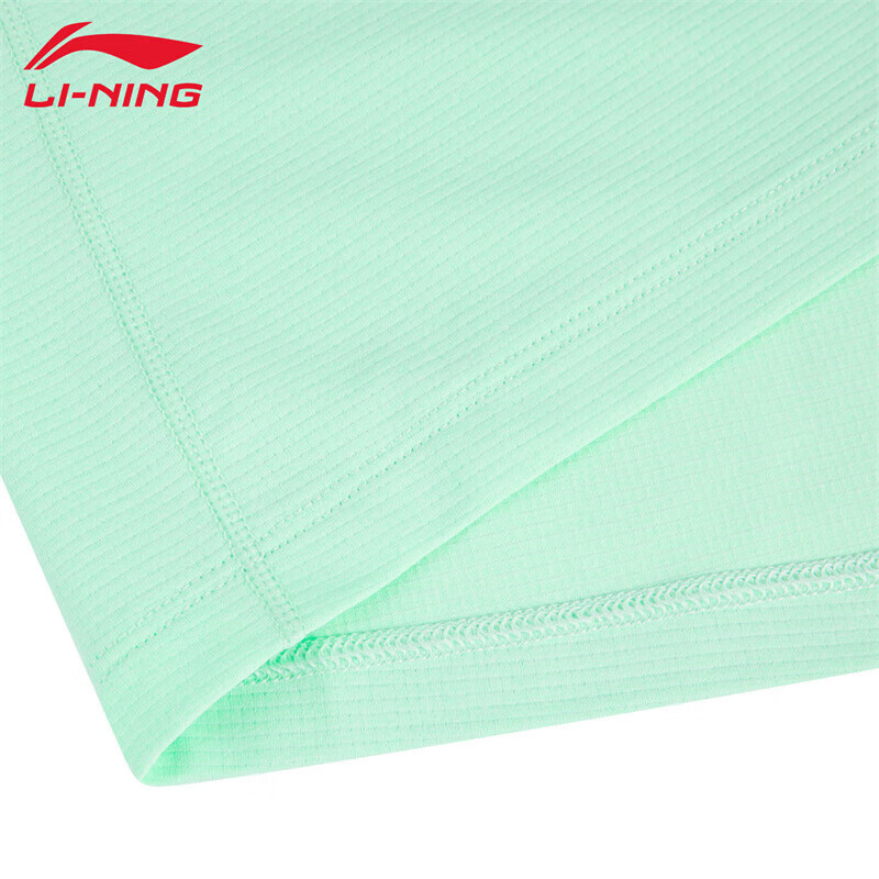 LI-NING舒适透气女款短袖T恤 速干运动上衣 ATSV436 天缥绿 3XL