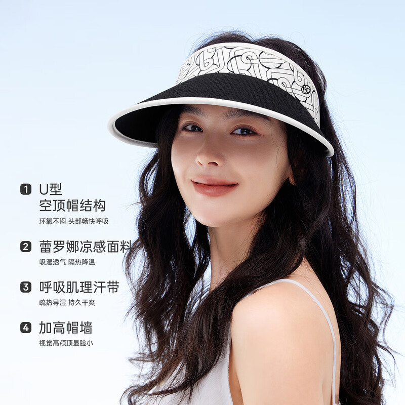 VVC防晒帽 女士防紫外线空顶帽透气太阳帽 藏青 带挂绳 S743