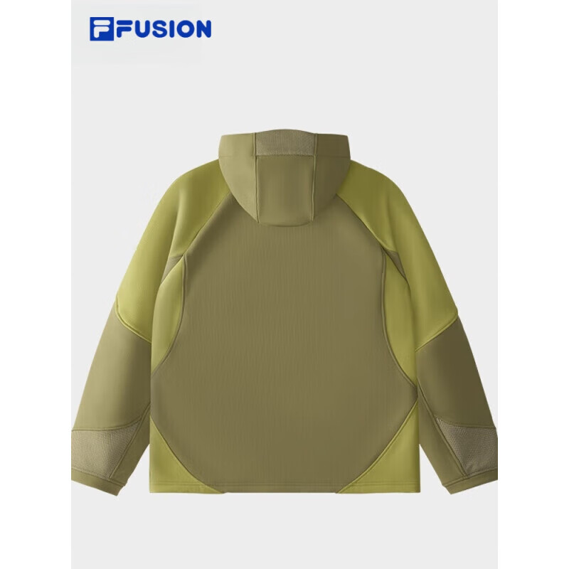 斐乐（FILA）FUSION斐乐潮牌梭织外套男2025春新时尚加绒拼接连帽水藻绿L