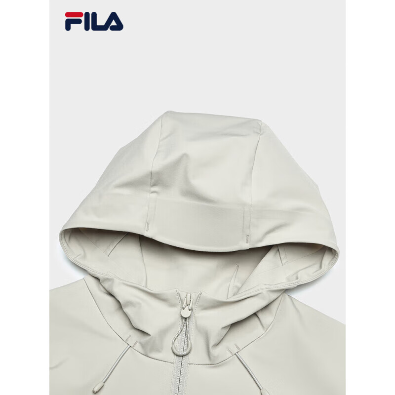 斐乐（FILA）官方女梭织外套2025春新时尚休闲简约宽松连帽上衣院石灰2XL