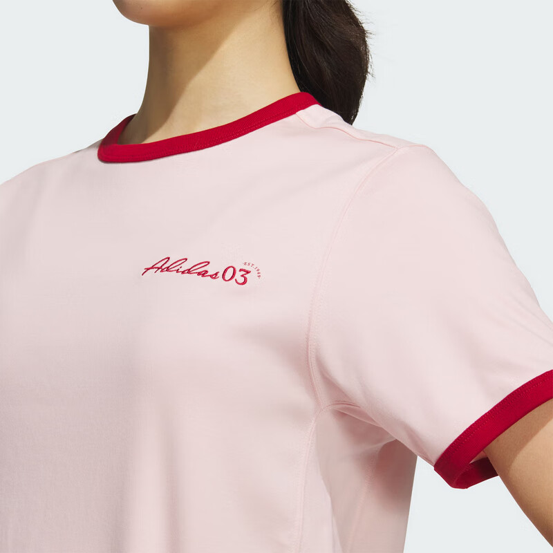 阿迪达斯 （adidas）女子凉感短款运动休闲短袖圆领T恤JZ4155 浅粉  M 