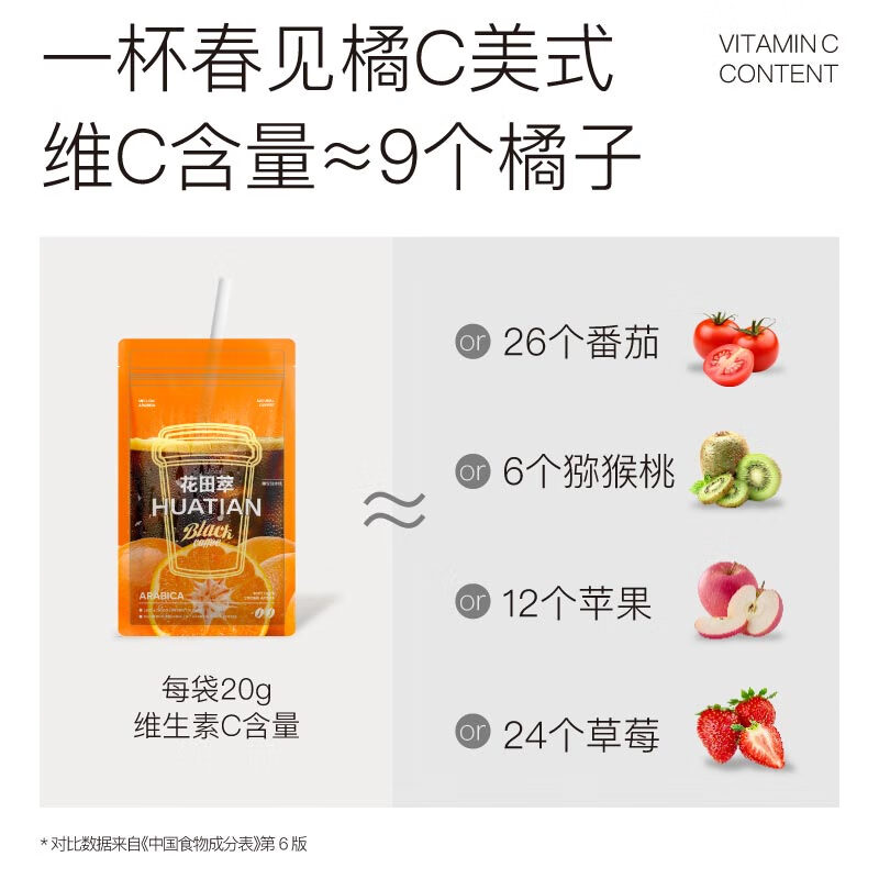 花田萃(CHALATTE)橘子美式冻干速溶冷萃黑咖啡0蔗糖0脂肪 20克*7杯