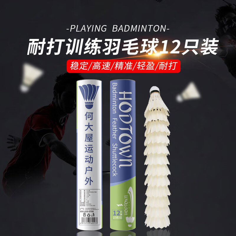 何大屋（Hodtown）耐打比赛训练羽毛球十二只装S500 