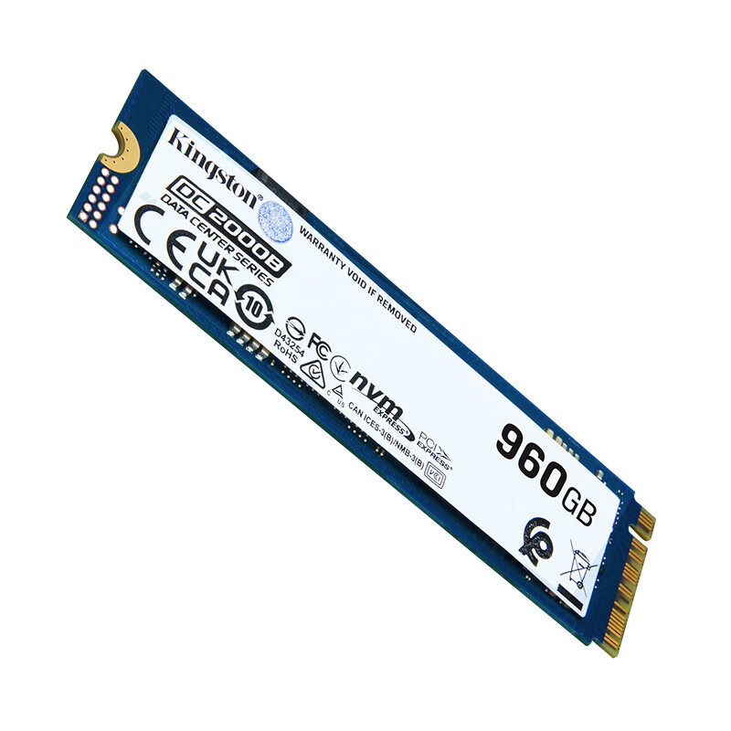 金士顿960GB 企业级SSD固态硬盘 M.2(NVMe PCIe 4.0×4) DC2000系列 读速7000MB/s