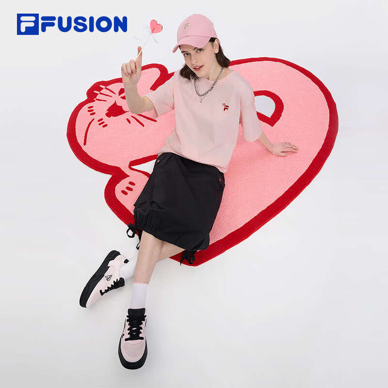 FILA FUSION章昊同款斐乐官方情侣针织短袖衫透气T恤2025夏男女凉感休闲上衣