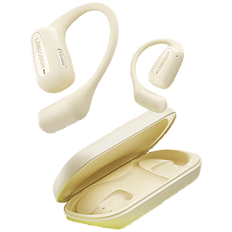 兰士顿蓝牙耳机挂耳式 开放不入耳骨传导概念 运动跑步骑行双麦降噪 AirFit 灵动白