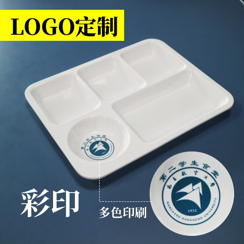 777多格分餐盘密胺盘快餐盘食堂打菜盘12.5寸五格密胺餐盘-耐高温