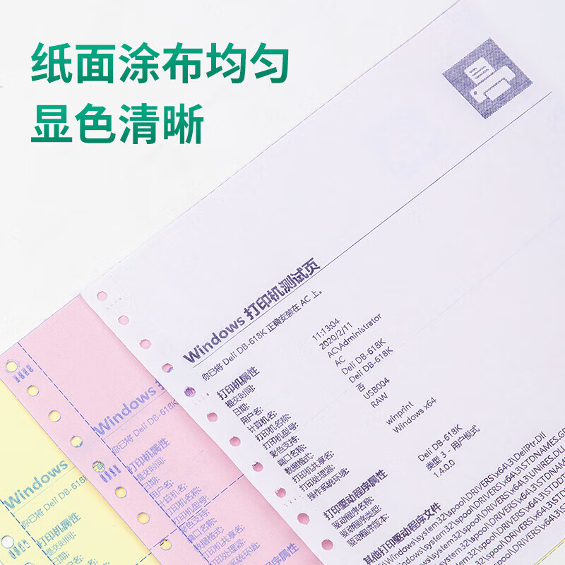deli得力莱茵河L241-3电脑打印纸(1/3CS彩色撕边)(1000页/盒)