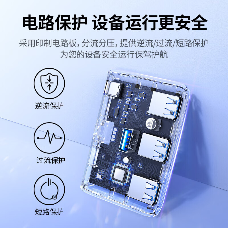 绿联 USB3.0分线器Type-C扩展坞 高速4口集线器HUB 台式机笔记本延长线转接头 0.5米  CR113（20290）