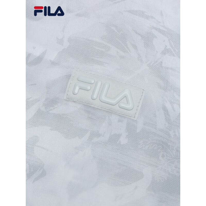 斐乐（FILA）官方女梭织外套2025夏新时尚休闲宽松满印连帽上衣大地灰XL