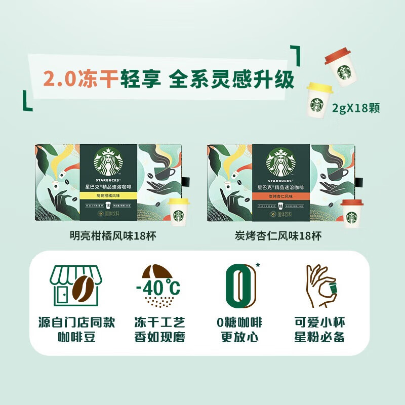 星巴克 精品速溶咖啡黑咖啡0糖 冲泡下午茶 5盒装共84颗 套装随机发放