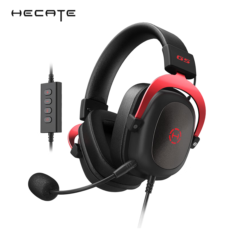 漫步者（EDIFIER）HECATE G5头戴式耳机 USB7.1声道降噪麦克风吃鸡FPS游戏 专业赛事级电竞游戏耳机 黑红色