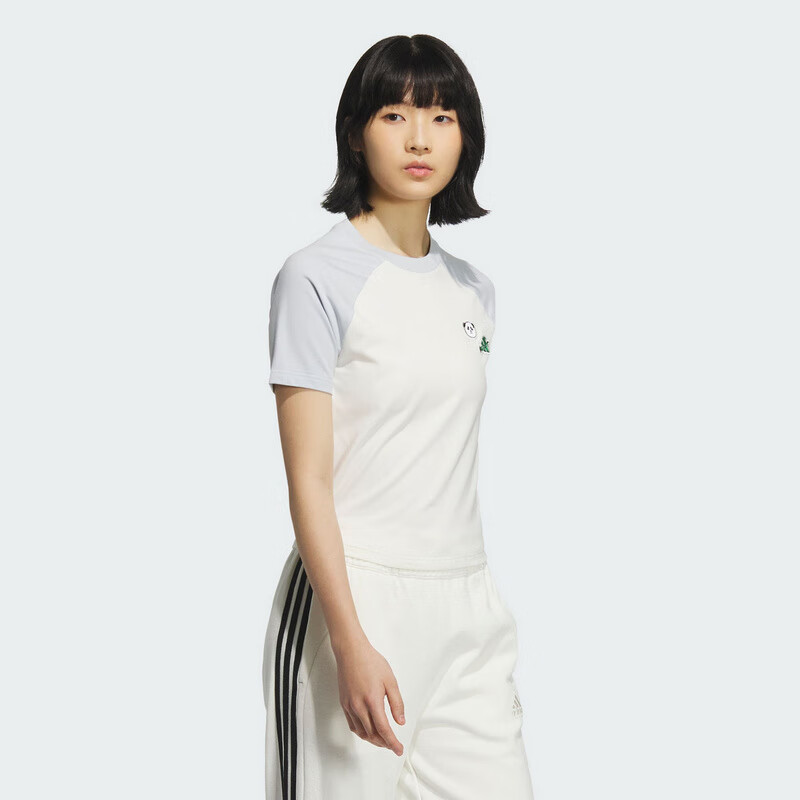 阿迪达斯 （adidas）女运动休闲短袖T恤 KC0974 汉玉白  S 