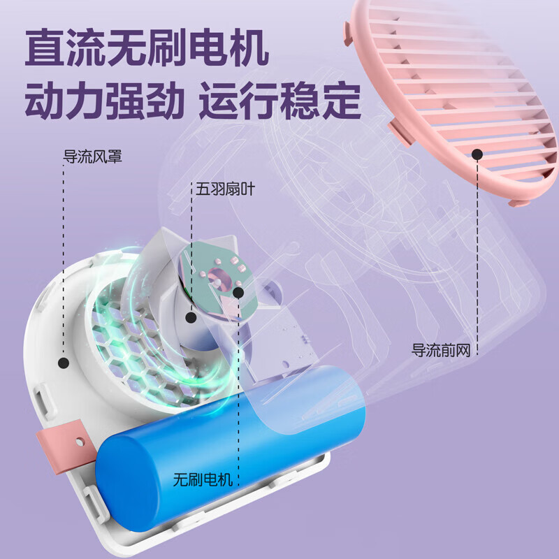得力/Deli迷你手持小风扇桌面台式轻音电扇充电电风扇宿舍桌面LK200白色*1台