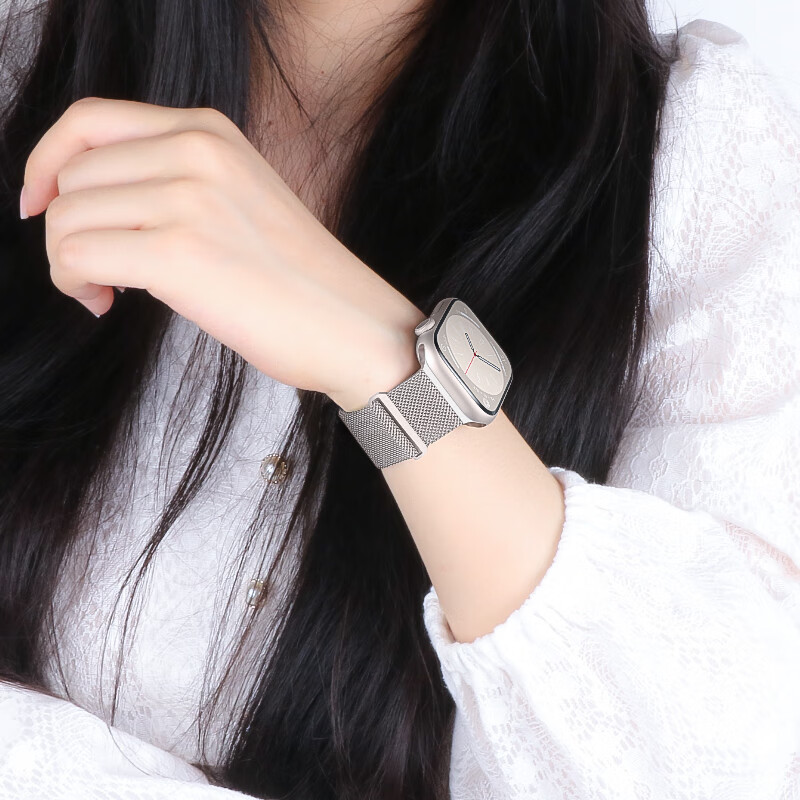 watchbond适用苹果手表iWatch s10表带s9/8/7/SE/Ultra2米兰尼斯双磁吸表带金属不锈钢45/46/49mm夏季腕带