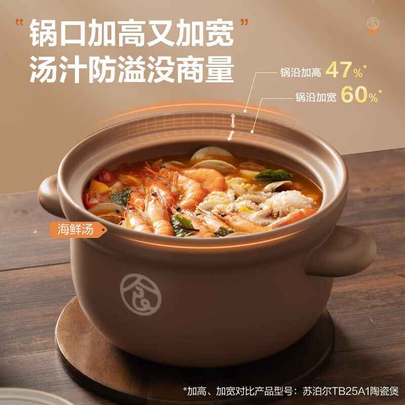 苏泊尔（SUPOR）砂锅 煲汤锅陶瓷锅沙锅 炖锅中药锅明火燃气专用TB35UA1