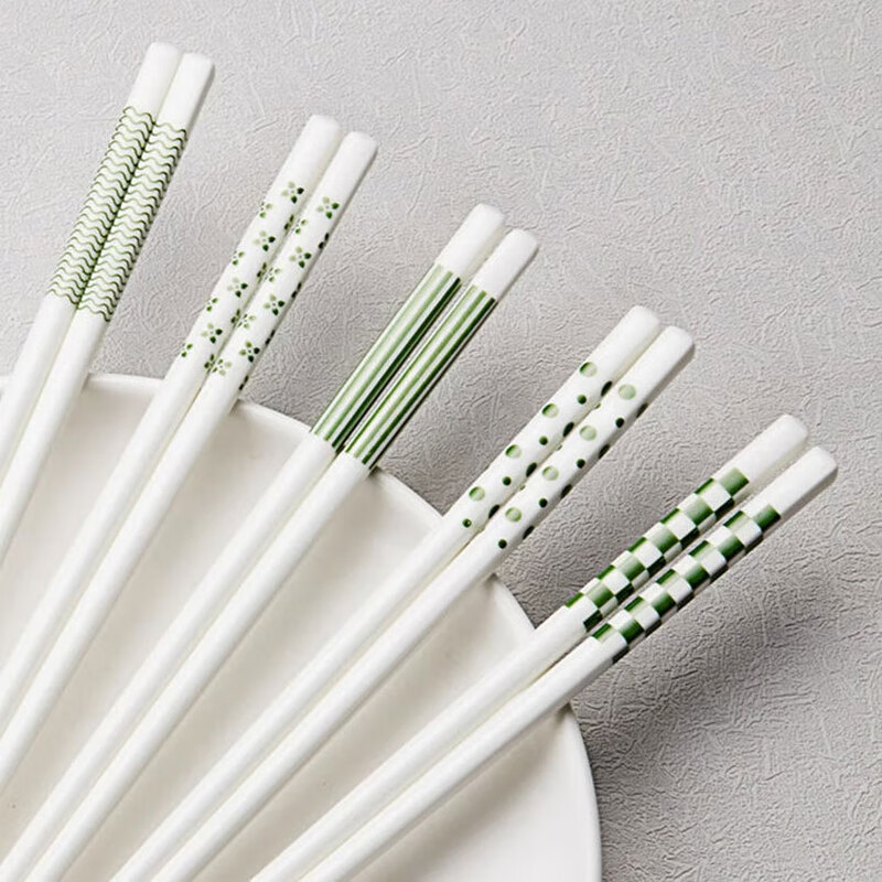 优束 厨房小工具陶瓷筷子防滑耐高温 防霉防潮陶瓷家用筷子5双 礼盒装