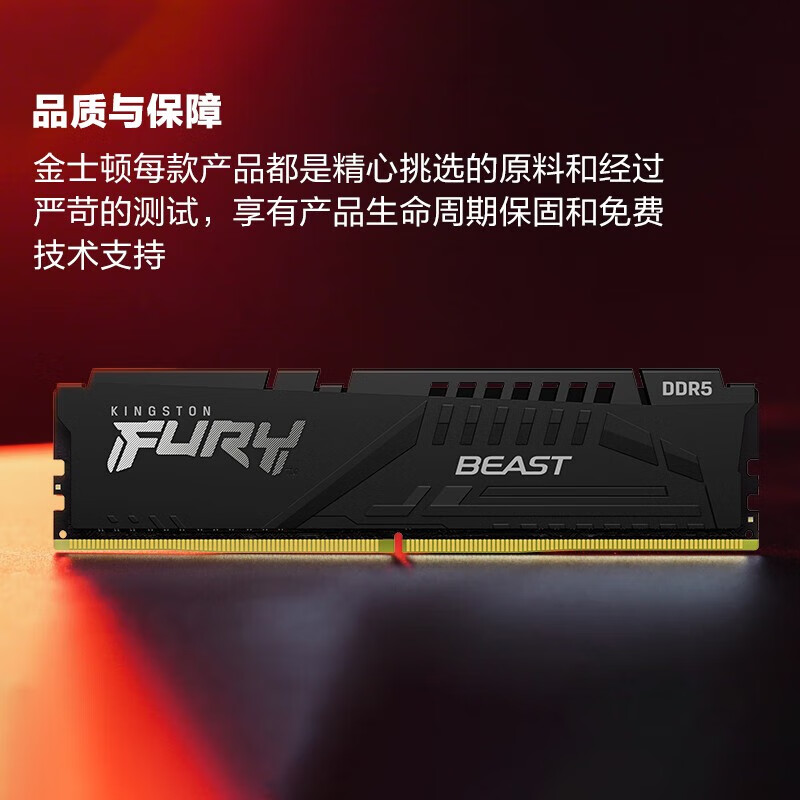 金士顿（Kingston）FURY DDR5-32GB 5200 野兽 台式机内存条 Beast野兽系列 骇客神条