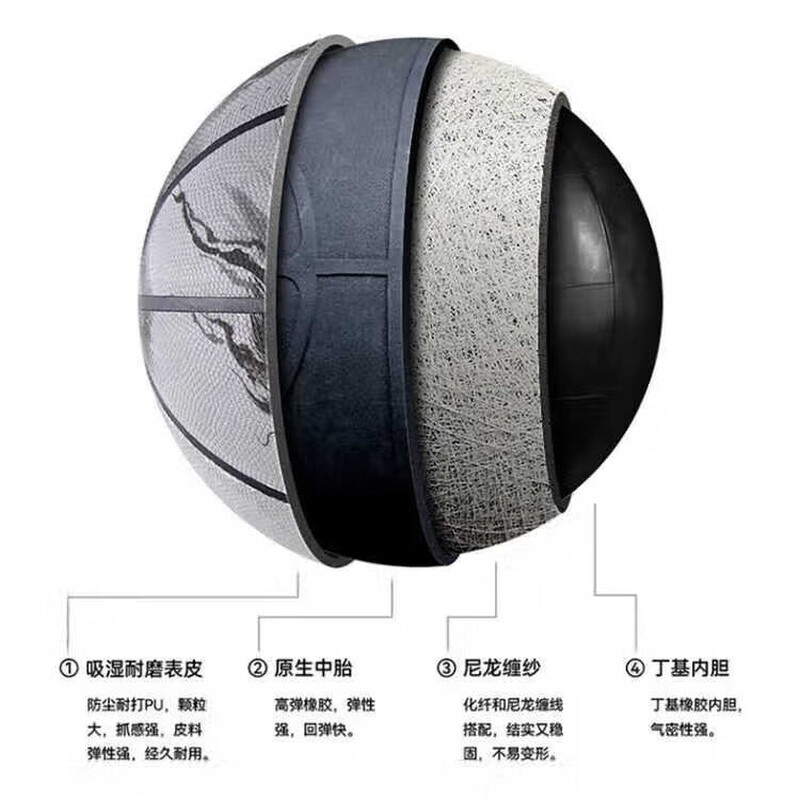 特斯恩 7号篮球 国潮篮球 比赛篮球 反光篮球-墨龙 L-FG-7001