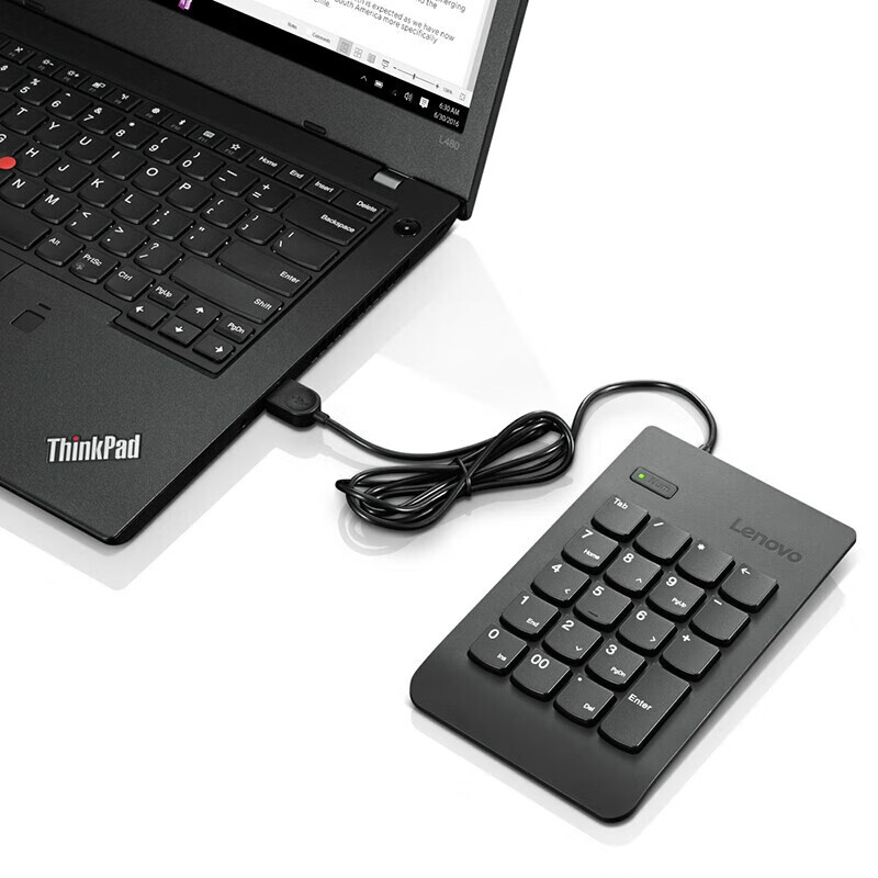 联想（Lenovo）ThinkPad数字键盘 有线USB 财务收银办公小键盘 外接笔记本台式通用 黑色 4Y40R38905