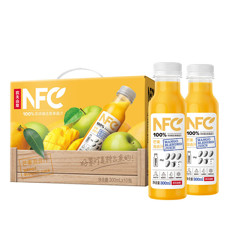 农夫山泉NFC果汁饮料 100%NFC芒果混合汁300ml*10瓶