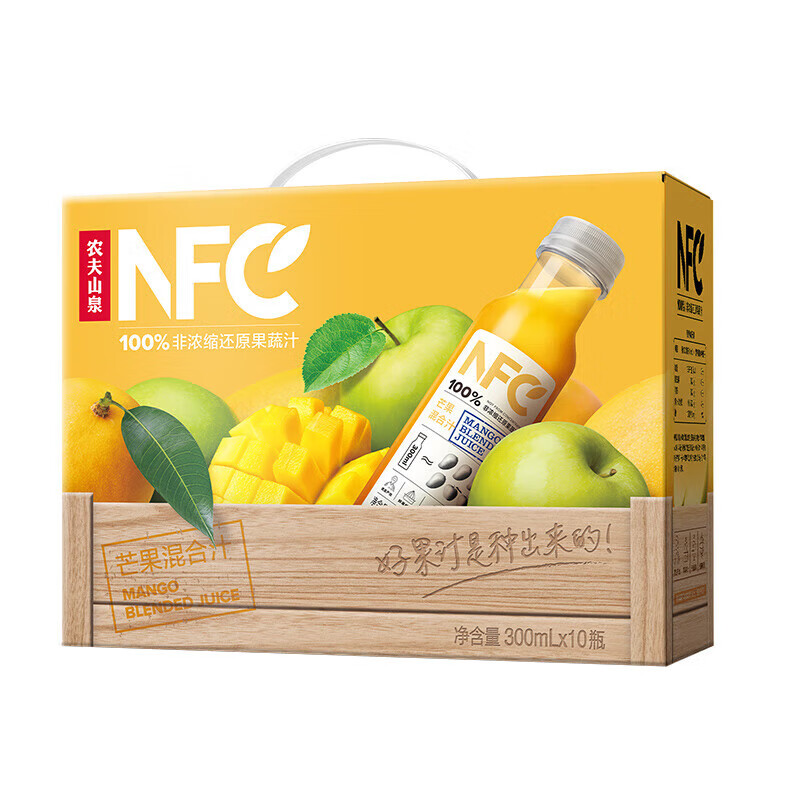 农夫山泉NFC果汁饮料 100%NFC芒果混合汁300ml*10瓶