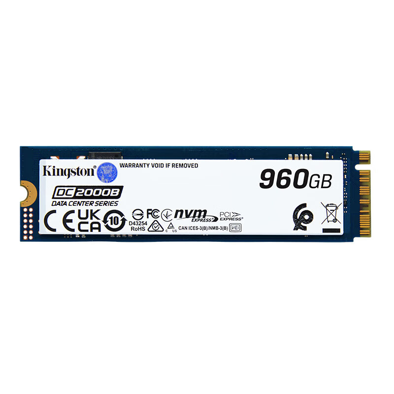 金士顿960GB 企业级SSD固态硬盘 M.2(NVMe PCIe 4.0×4) DC2000系列 读速7000MB/s
