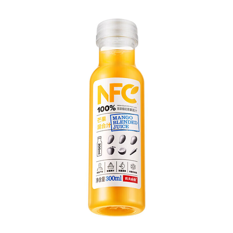 农夫山泉 NFC果汁饮料 100%NFC芒果混合汁300ml*10瓶 礼盒装