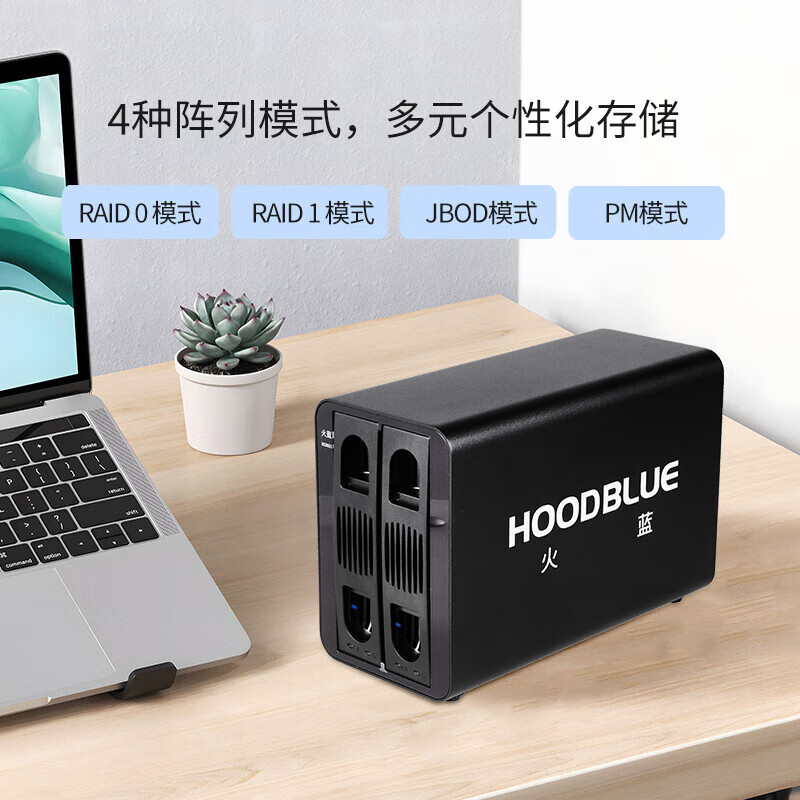 火蓝移动硬盘双盘位RAID硬盘盒USB3.1硬盘阵列存储器10Gbps高速传输48TB DS2031-48TB